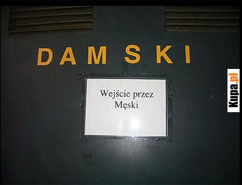 Wejście przez Męski - ZAPRASZAMY